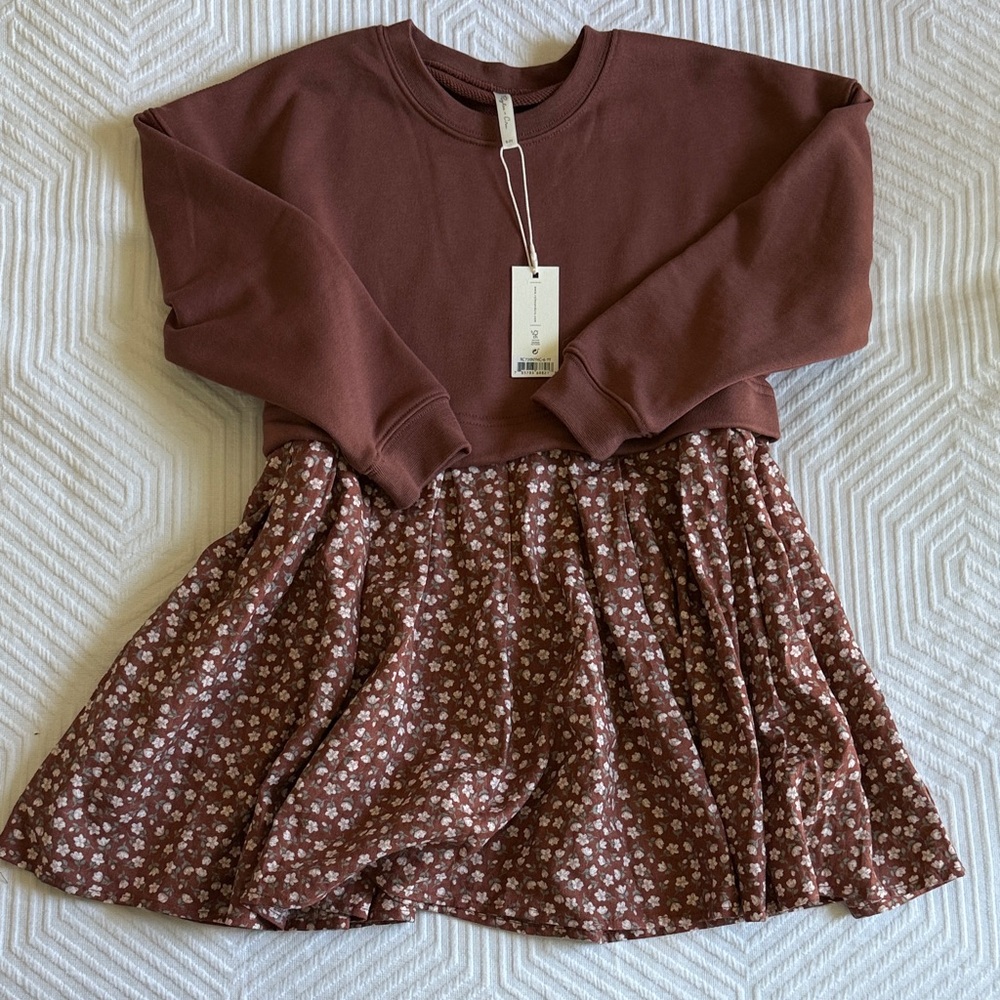 Rylee and Cru Brown Floral Dress with Long Sleeves